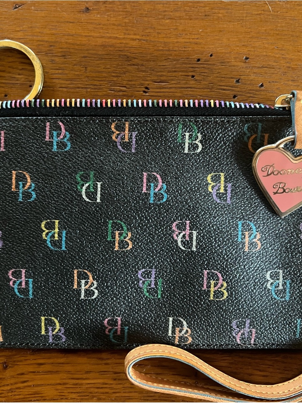 Dooney & Bourke Black Rainbow DB Wristlet - Picture 1 of 5